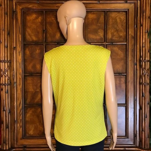 Jones New York Lime Dot Drape Front Sleeveless Top - Picture 2 of 12